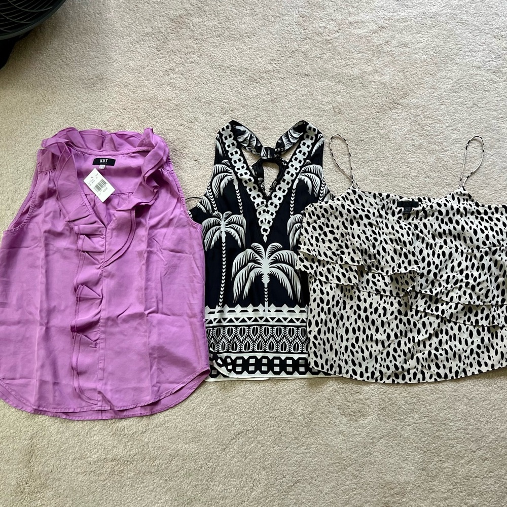 Bundle of 3 Summer Resort High End Tops - Kut from the Kloth, J Crew NWOT 10-12